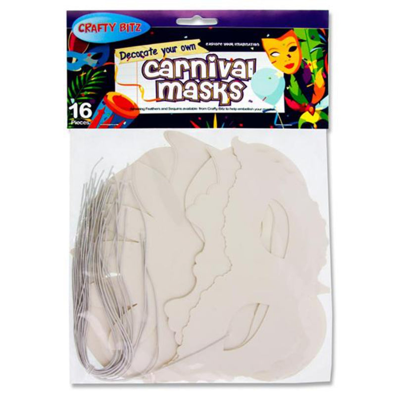 Crafty Bitz Decorate Your Own Masks - Carnival Masks - Pack of 16