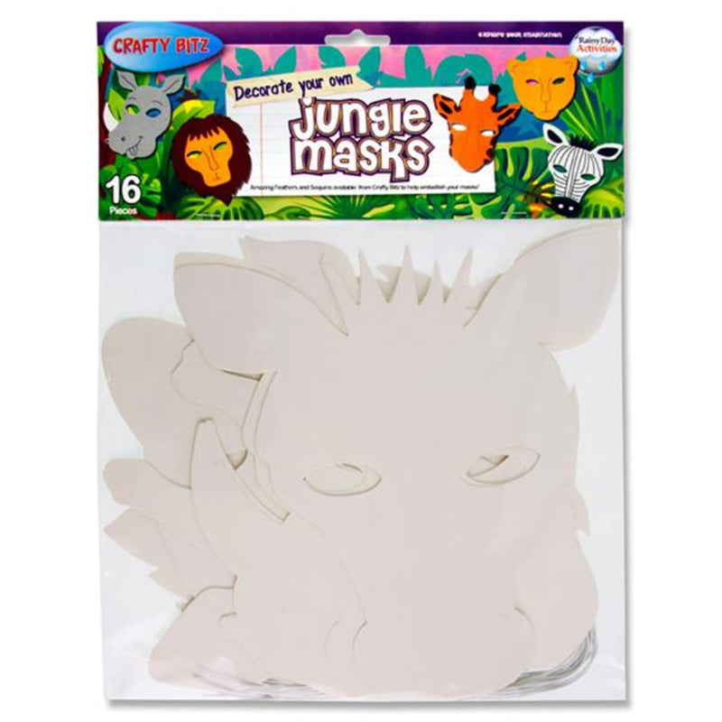Crafty Bitz Decorate Your Own Masks - Jungle Animals - Pack of 16
