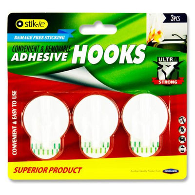 stik-ie-removable-adhesive-plastic-hooks-40x41mm-pack-of-3|Write Away 