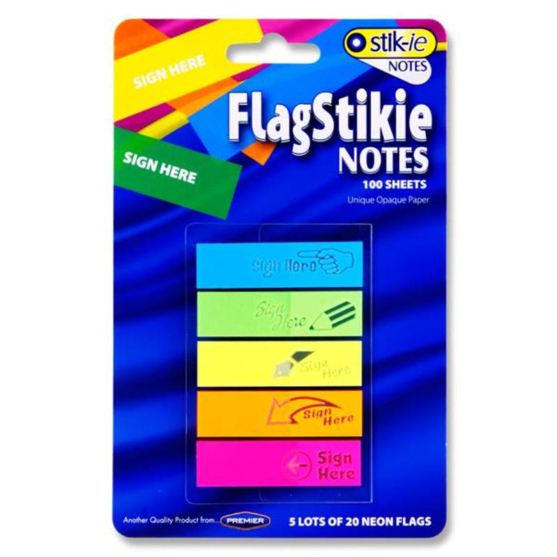 Stik-ie Flag Page Markers - Design: Sign Here - Pack of 5