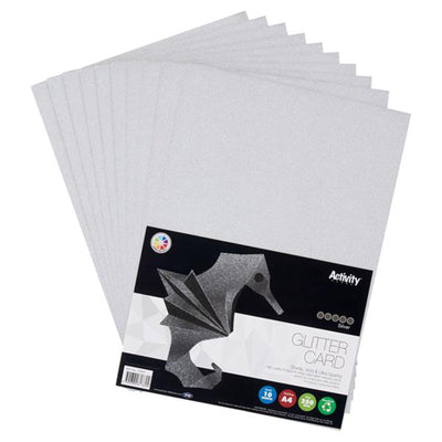 premier-activity-a4-glitter-card-250-gsm-silver-10-sheets|Stationery Superstore UK