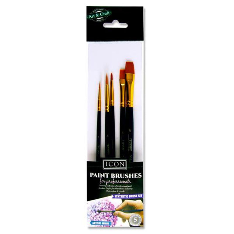 Icon Paint Brush Set - Synthetic - Pack of 5