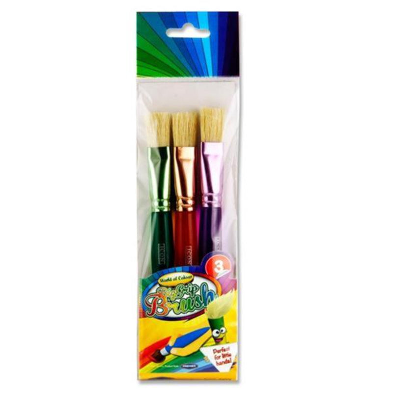 World of Colour Big Grip Brush Set - Flat - Pack of 3