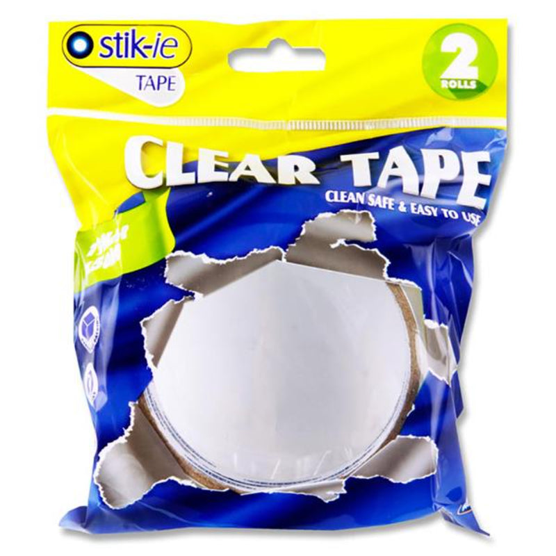 Stik-ie Tape Rolls 50m x 19mm - Clear - Pack of 2