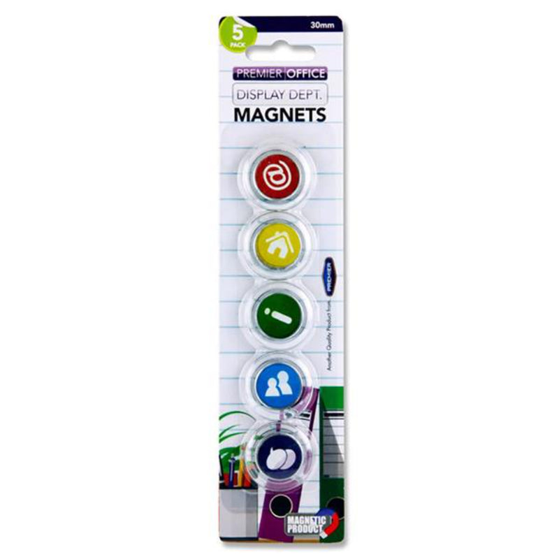 Premier Office 30mm Round Magnets - IT Icons - Pack of 5