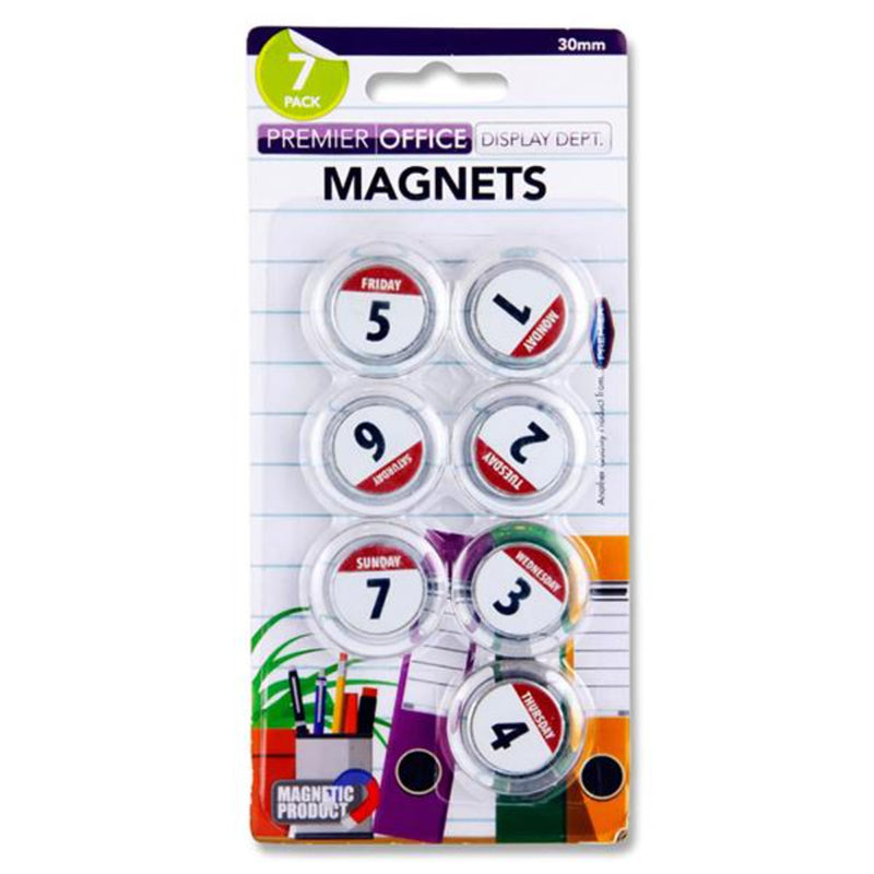 Premier Office 30mm Round Magnets - Weekdays - Pack of 7