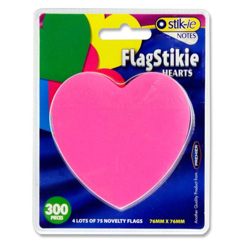 Stik-ie 4 x 75 Sheets FlagStikie Notes - 76x76mm - Hearts