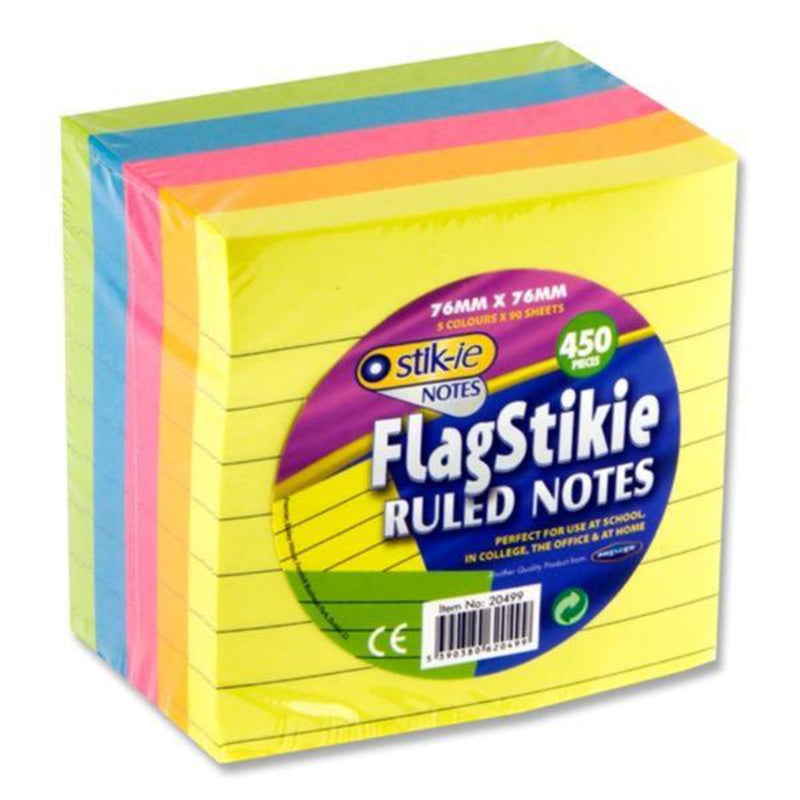 Stik-ie FlagStikie Ruled Notes -76 x 76mm - 450 Pieces