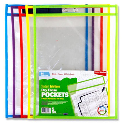 Student Solutions Dry Erase Pockets - Pack of 5