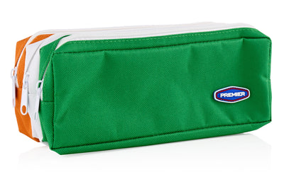 Premier 3 Zip & Pocket Pencil Case - Green, White & Orange