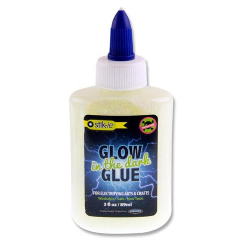 Stik-ie Glow In The Dark Glitter Glue - 89ml - Electrifying White