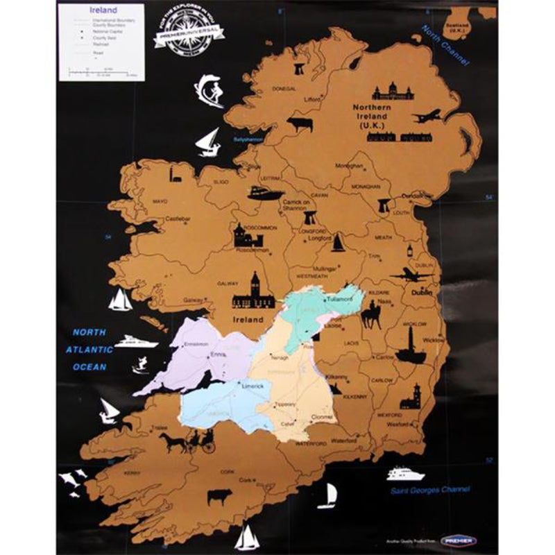 Premier Universal Scratch Map - 55x43cm - Ireland