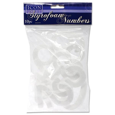 Icon Styrofoam Numbers - 7.5cm x 7.5cm - Pack of 10