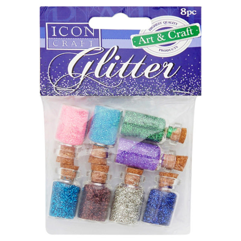 Icon Glass Jars filled with Glitter - Pack of 8