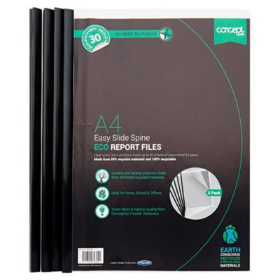 Concept Multipack | Green A4 Eco Easy Slide Spine Report Files - Pack of 5