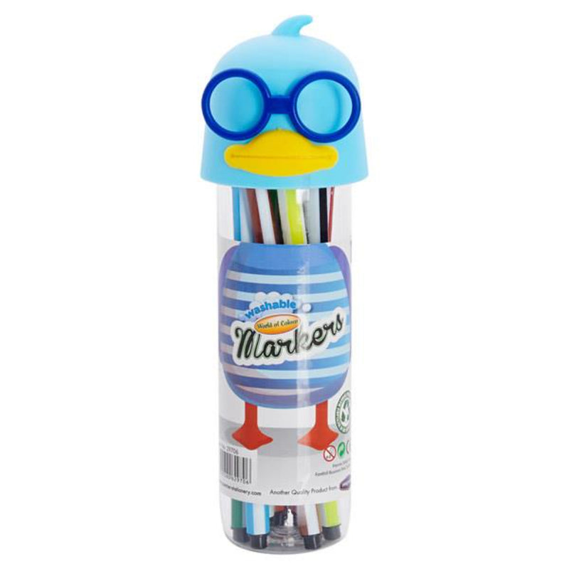 World of Colour Washable Felt Tip Markers - Smart Duck Blue - Tub of 12