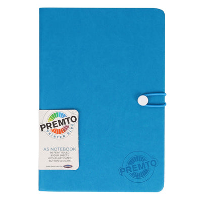 Premto A5 PU Leather Hardcover Notebook with Elastic Closure - 192 Pages - Printer Blue