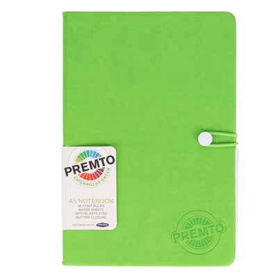 Premto A5 PU Leather Hardcover Notebook with Elastic Closure - 192 Pages - Caterpillar Green