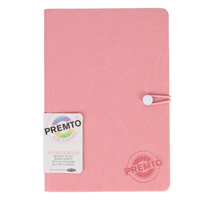 Premto Pastel A5 PU Leather Hardcover Notebook with Elastic Closure - 192 Pages - Pink Sherbet