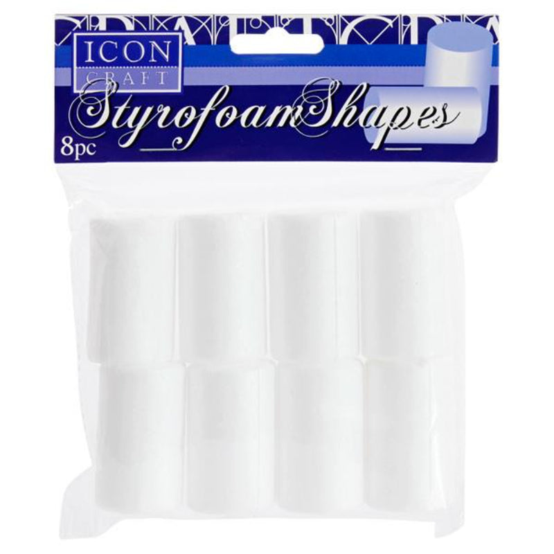 Icon Styrofoam Shapes - 30x50mm Cylinder - Pack of 8