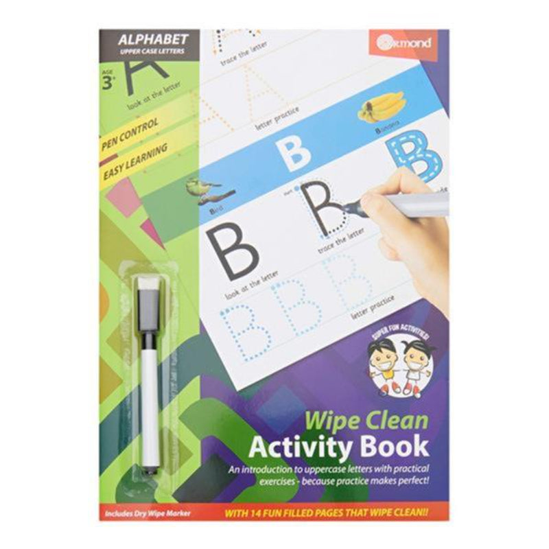 Ormond A4 Wipe Clean Activity Book with Pen - 14 Pages - Alphabet