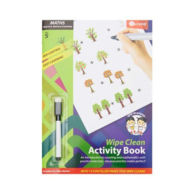 Ormond A4 Wipe Clean Activity Book with Pen - 14 Pages - Maths & Counting