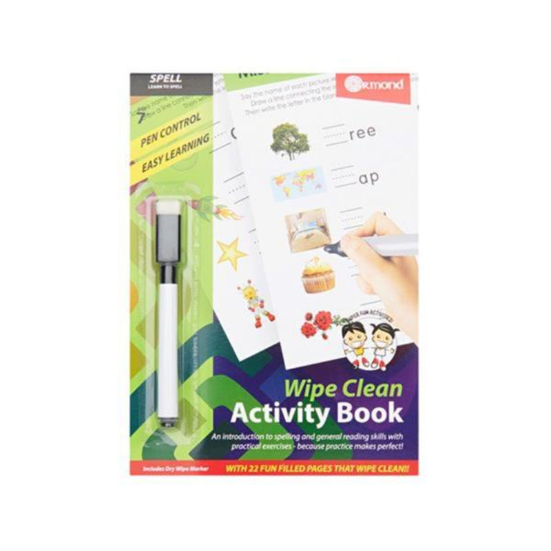 Ormond A5 Wipe Clean Activity Book with Pen - 22 Pages - Spell