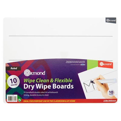 ormond-dry-wipe-board-wide-ruled-228x305mm-letters-pack-of-10|Stationery Superstore UK
