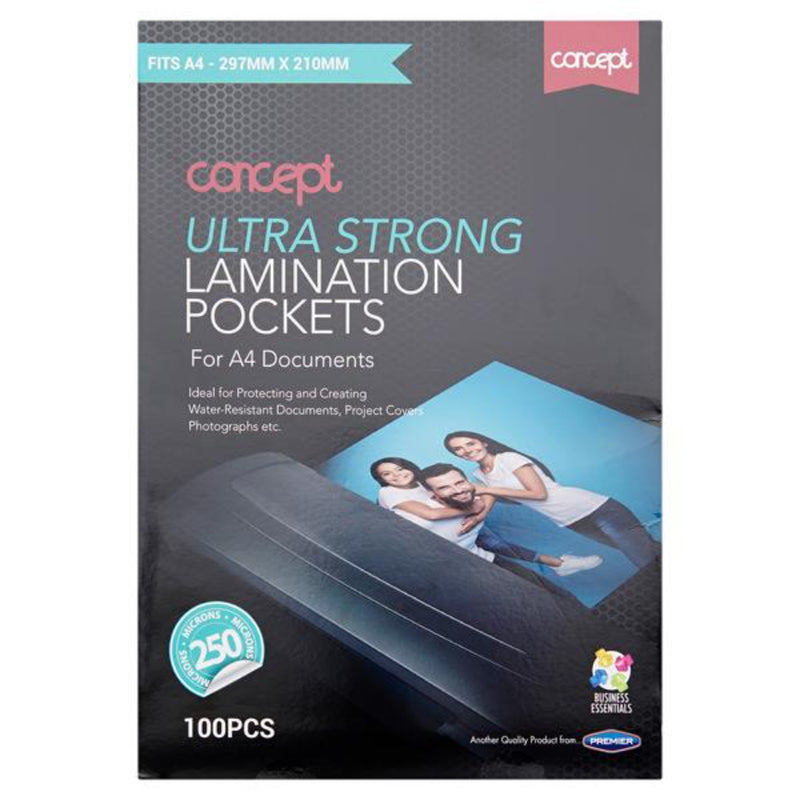 Concept A4 Laminating Pouches - 250 Micron - Pack of 100