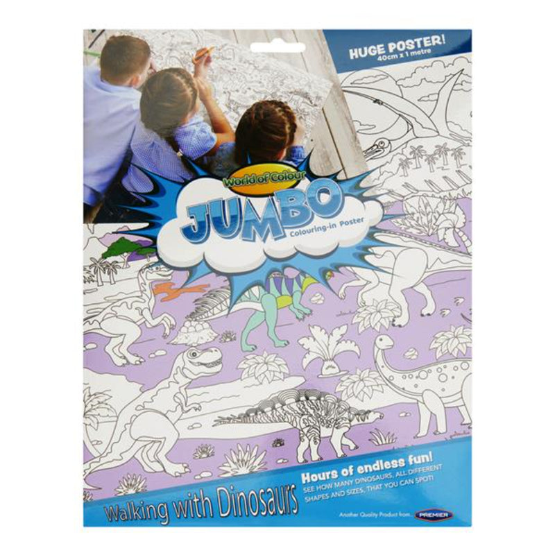 World of Colour Jumbo Colouring-in Poster - 40cmx1m - Dinosaurs