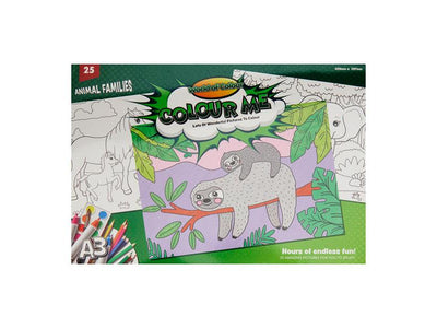 World of Colour A3 Colouring Book - 25 Sheets - Animal Families