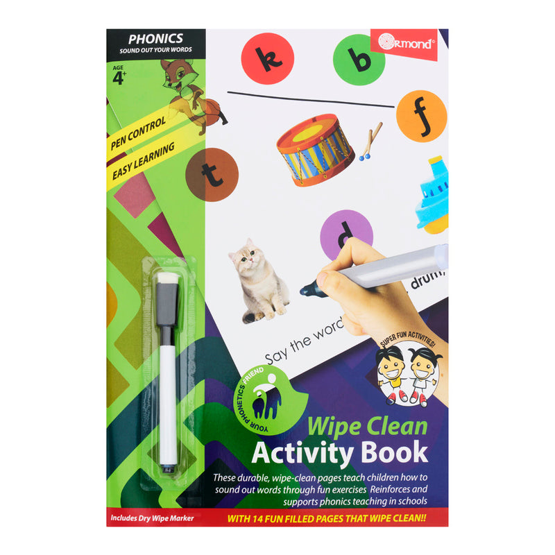 Ormond A4 Wipe Clean Activity Book - 14 Pages - Phonics
