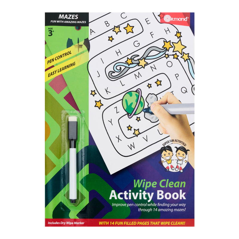 Ormond A4 Wipe Clean Activity Book - 14 Pages - Mazes
