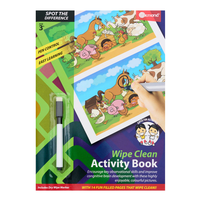 Ormond A4 Wipe Clean Activity Book - 14 Pages - Spot the Difference