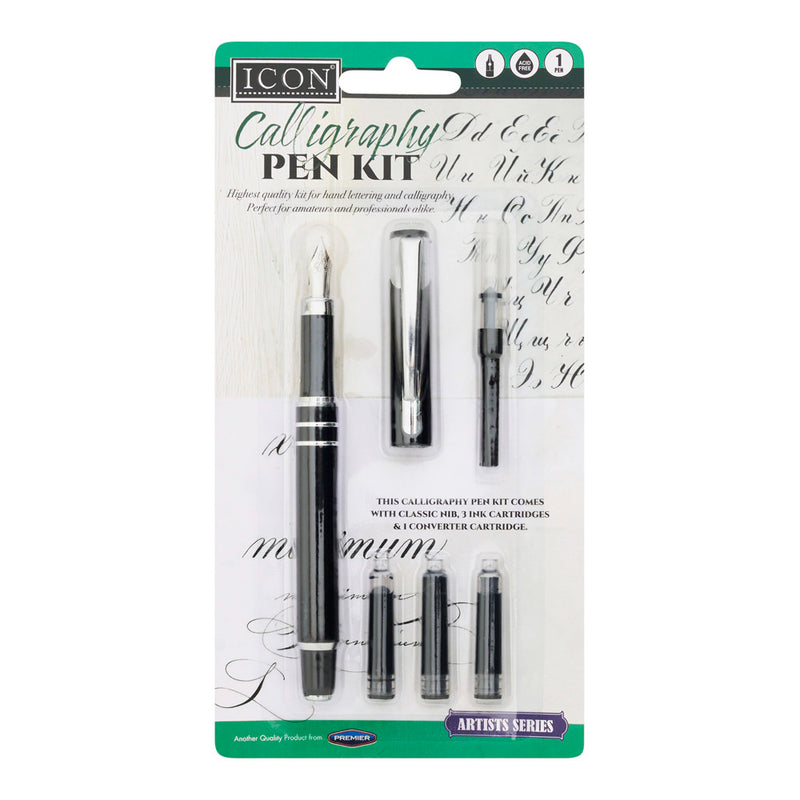 Icon Calligraphy Pen Kit with Classic Nib, 3 Ink Cartridges & Converter