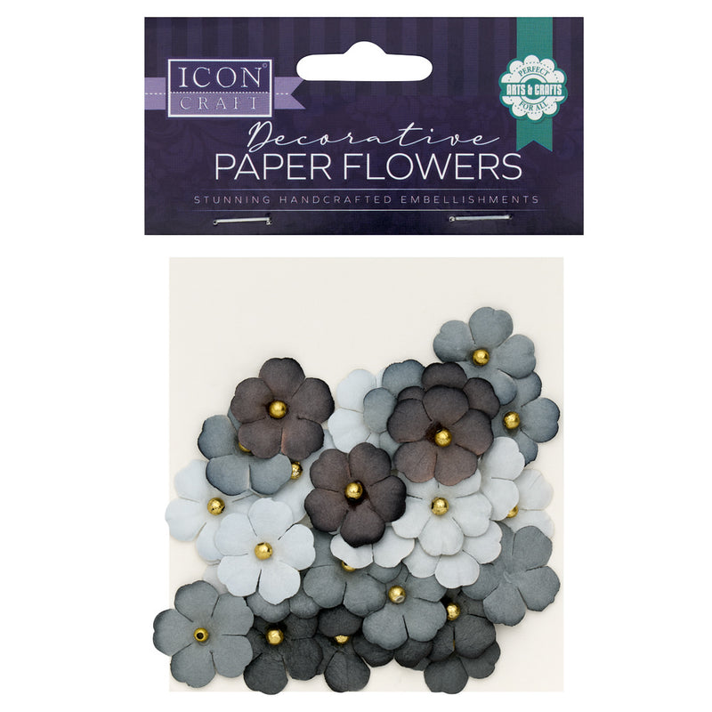Icon Decorative Paper Flowers - Black - Pack of 30