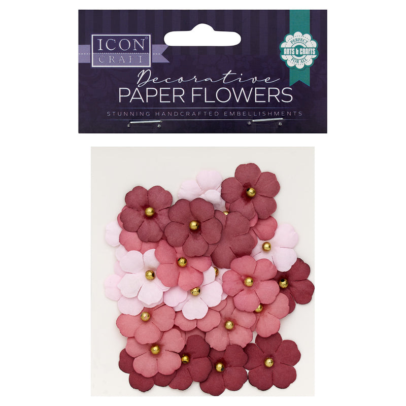 Icon Decorative Paper Flowers - Red - Pack of 30