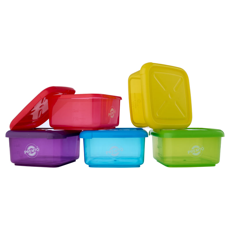Premto Multipack | Square BPA Free Meal Box - Microwave Safe - Set of 5