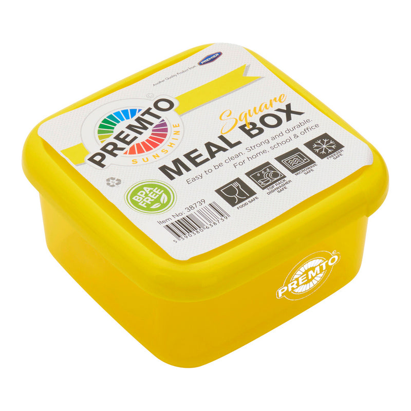 Premto Square BPA Free Meal Box - Microwave Safe - Sunshine Yellow