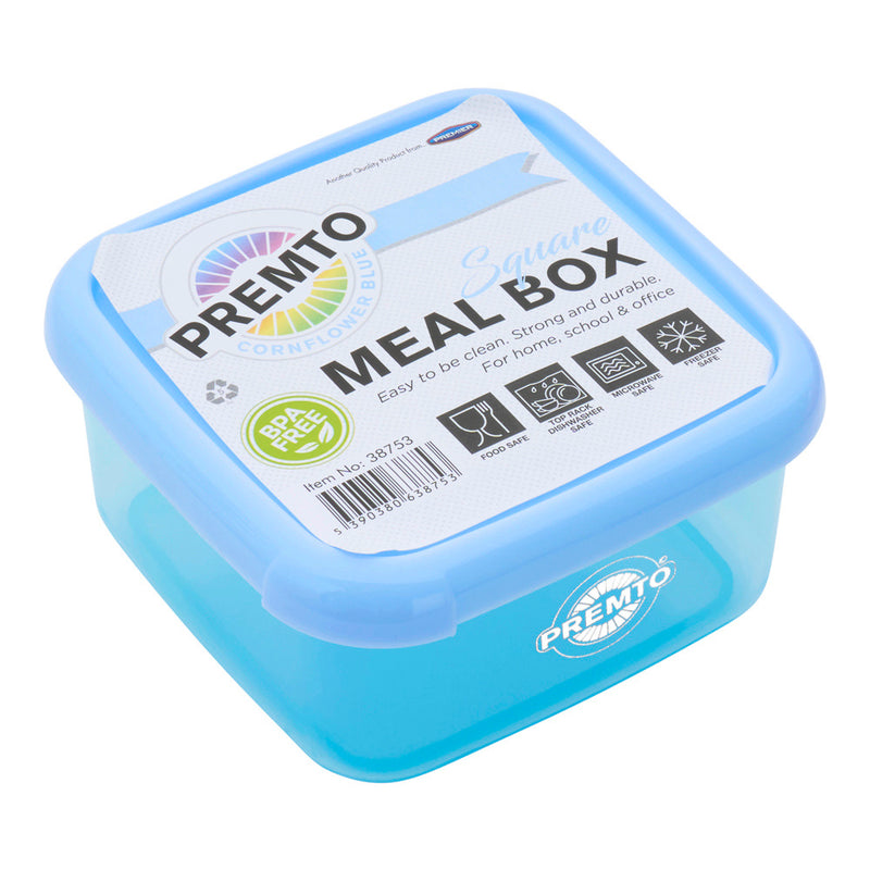 Premto Square BPA Free Meal Box - Microwave Safe - Pastel - Cornflower Blue