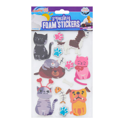 Crafty Bitz Squishy Foam Stickers - Cats And Dogs 2 - Pack of 11