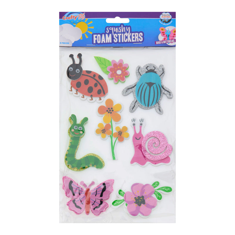 Crafty Bitz Squishy Foam Stickers - Bugs And Butterflies 1 - Pack of 8