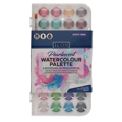 Icon Watercolour Art Set Pearlescent - 36 pieces