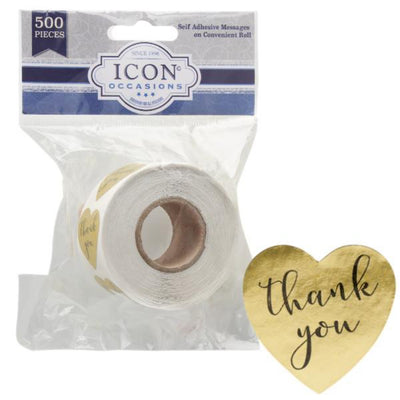 Icon Occasions Stickers Thank You - 500 pieces Gold