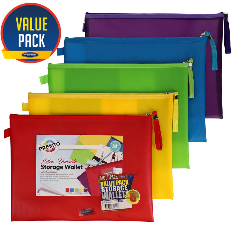 Premto A4+ Extra Durable Storage Wallets - Ice S1 - Pack of 5