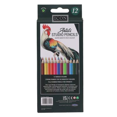 Icon Artists Studio Triangular Colouring Pencils - Pack of 12