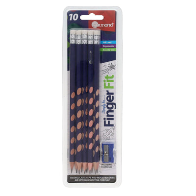 Ormond Finger Fit Hb Triangular Pencils With Sharpener - Pack of 10