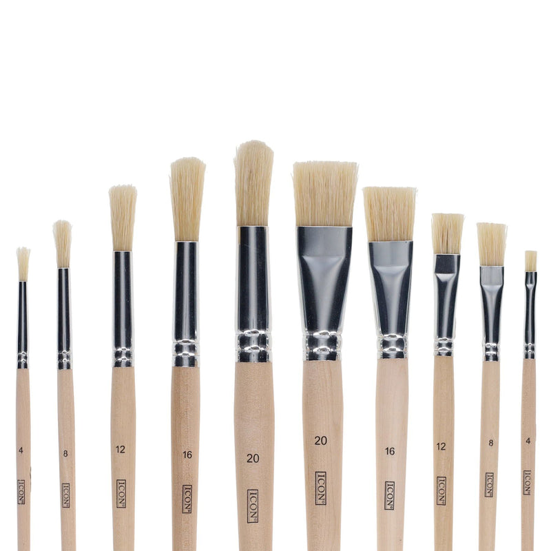 Icon Texture Paint Brush Set - Hog Hair - Pack of 10