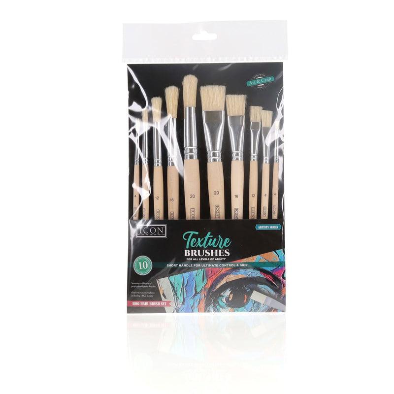 Icon Texture Paint Brush Set - Hog Hair - Pack of 10