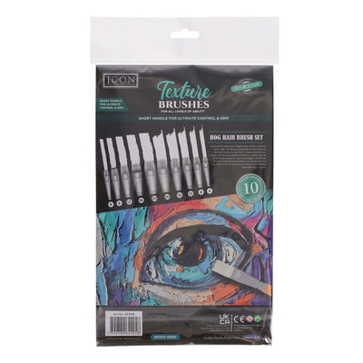 Icon Texture Paint Brush Set - Hog Hair - Pack of 10